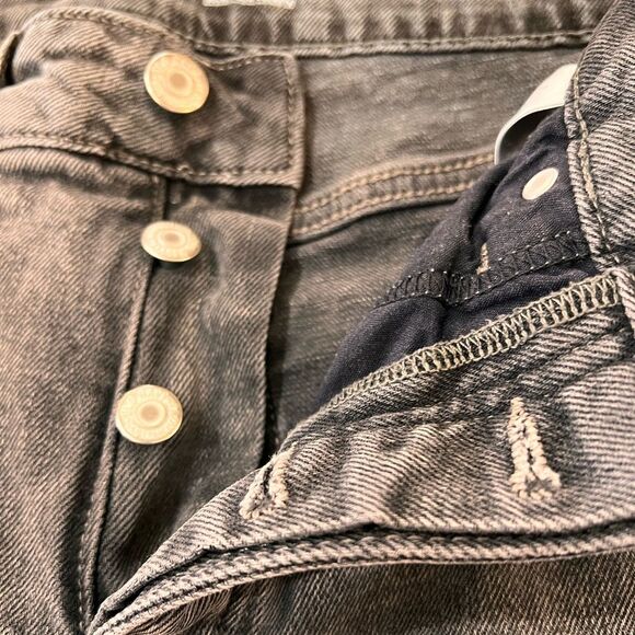 Old Navy High-Waisted Button-Fly Straight Black-Wash Jeans Sz 6 Relaxed 28" - Picture 6 of 7